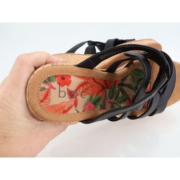 Born BOC Women Cora Sandal Size 10 Black Wedge Platform Vegan Leather Slide Mule - Picture 9 of 11